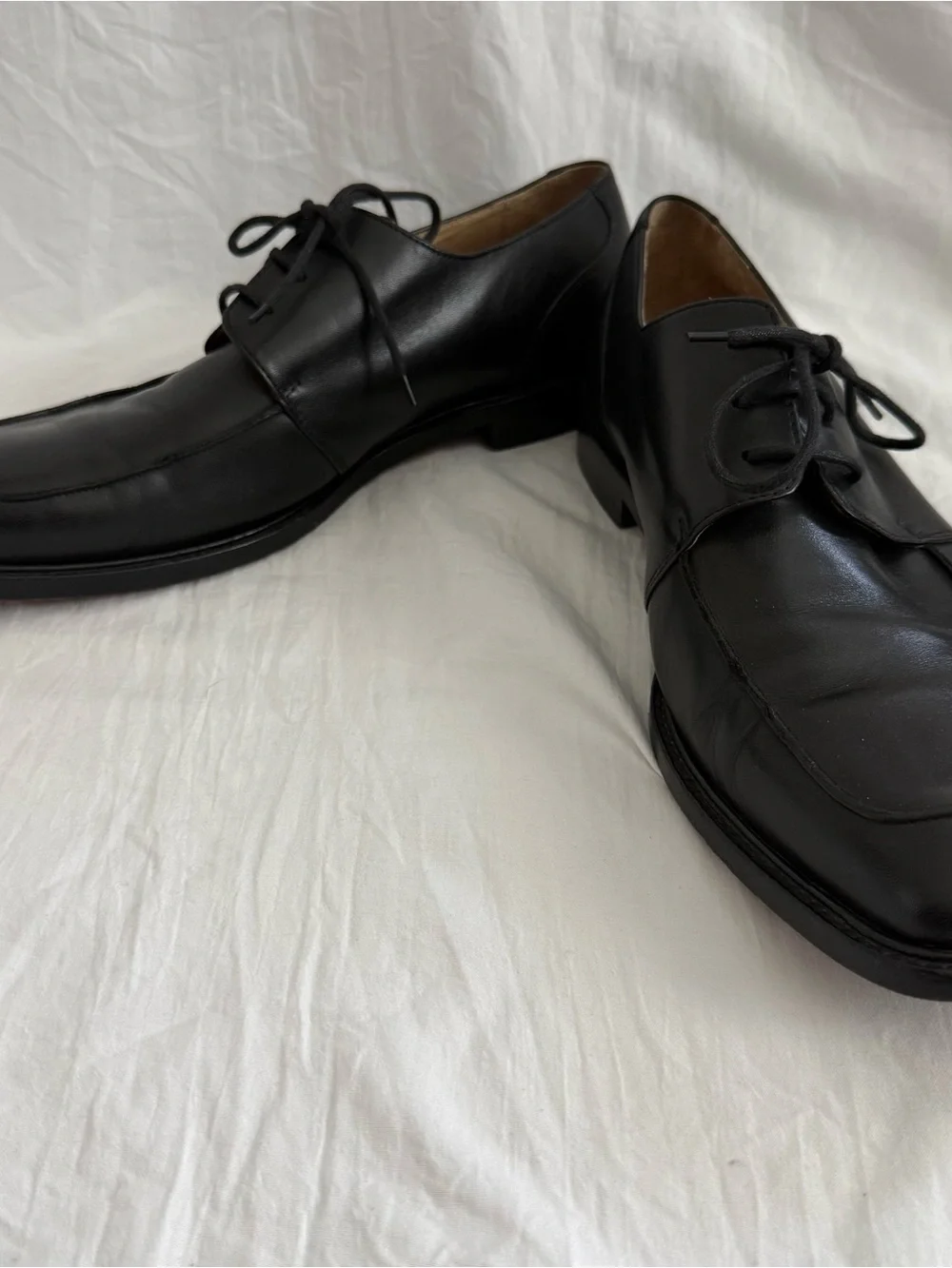 Pronto Uomo Black Leather Lace-Up Derby Shoes‎